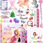 Licorne Calendrier De L'avent 2023,Bijoux Fille Cadeau de Noël Enfant Cadeaux Nouveauté 24 Jours Collier Bracelet Bague Boucle d'oreille Pince à cheveux,Cadeau Surprise Noël pour Enfants Filles