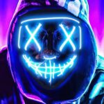 LikaybleLikayble 2022 Halloween Mask LED Masque accessoire de costume pour adulte Enfants Femmes Hommes Halloween Costume Cosplay (Bleu)