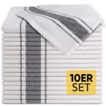 Loco Bird Torchons de cuisine en coton vaisselle 45x75 cm blanc rayé - Set de 10 pièces de haute qualité - qualité supérieure - 100% coton