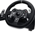 Logitech G920 Driving Force Volant de Course avec Levier de Vitesse Pédales Retour de Force Réaliste Palettes au Volant en Acier Inoxydable, Rotation du Volant à 900°, Prise EU, Xbox One/PC - Noir