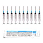 Lot de 10 seringues stériles 5 ml/cc avec 23 Ga - 1 ¼ - Ø 0,06 mm - emballées individuellement - Mesure pour laboratoires scientifiques, injecteur pour animaux domestiques, livraison d'encre ou colle