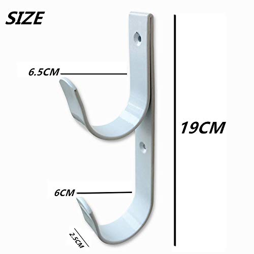 Lot de 2 crochets pour bâtons de piscine en aluminium blanc avec vis - Parfait pour la piscine, les bâtons télescopiques, les skimmers, les brosses et le tuyau d'aspiration,etc. – Image 2