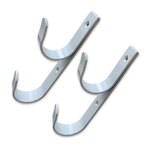 Lot de 2 crochets pour bâtons de piscine en aluminium blanc avec vis - Parfait pour la piscine, les bâtons télescopiques, les skimmers, les brosses et le tuyau d'aspiration,etc. – Image 3