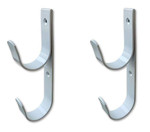 Lot de 2 crochets pour bâtons de piscine en aluminium blanc avec vis - Parfait pour la piscine, les bâtons télescopiques, les skimmers, les brosses et le tuyau d'aspiration,etc. – Image 4