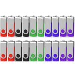 Lot de 20 Clé USB 8 Go Pivotant Stockage Carte Mémoire Flash Drive Clés USB 2.0 Stockage et Transfert de Données Numériques(Vert/Rouge/Noir/Bleu/Violet) (8GB*20PCS)