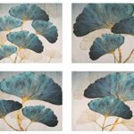 Lot de 4 Sets de Table Lin Turquoise Ginkgo Biloba Motif Set Table Lavable Résiste à la Chaleur Antidérapant Set de Table pour Table de Salle à Manger Cuisine Restaurant Dîners Maison Décor 45x32cm