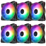 Lot de 6 ventilateurs LED RGB colorés PC Case 120 mm SILENCIEUX FLUSSE D'AIR ÉLEVÉ POUR REFROIDISSEMENT DESKTOP