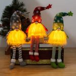 Lutin De Noel Decoration GNOME, GNOME De Noel Lumineux, Elfe De Noel Poupée Peluche, Decoration Noel Interieur LED Figurine Miniature Lot De 3 pour Chambre Table Cheminee Fenetre