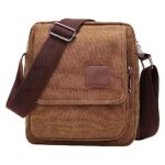 MANNUOSI Homme Sacs bandoulière Sacoche Canvas Sacoche Sac Porté épaule Shoulder Bag Sac d'affaires Crossbody Sac de Voyage Travail et Scolaire Marron café