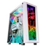 MARSGAMING MC-ART Blanc, Boîtier PC Gaming ATX, Double Vitrage Trempé Dessinable, ARGB 12 Modes, Ventilateur 12cm