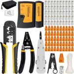 MAYLINE-TECH Pince à Sertir de RJ45 Testeur de Network Réseau Câble RJ11 RJ12 Cat7 Cat6 Cat5e Kits d’Outils de Réparation d’Ordinateur Net Professionnel Maintenance de Testeur de Câble LAN (Bleu)