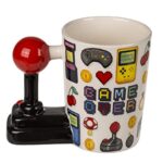 MIJOMA Gamer Tasse à café avec poignée de joystick en céramique, capacité 300 ml, pour boissons chaudes et froides (Game Over Joystick)