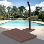 ML-Design Élément de Sol en WPC pour Douche Solaire, Échelle de Piscine ou Bassin, Marron, 101 x 63 x 5,5 cm, Support Antidérapant, Matériel de Montage Inclus, Plaque de Base pour Douche de Jardin