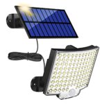 MPJ Lampes solaires d'extérieur 106 LED avec détecteur de mouvement, étanchéité IP65, angle d'éclairage 120 °, applique murale solaire pour jardin avec câble de 5 m