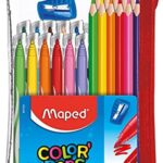 Maped - Trousse Garnie Transparente Color'Peps - 12 Crayons de couleur + 12 Feutres Lavables et Résistants au séchage + 1 Taille crayon - Trousse Réutilisable Zippée