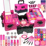 Maquillage Enfant Fille Maquillage Enfant - 52PCS Cosmétiques Lavables de Sécurité pour Les Enfants, Jouets pour Filles de 4 à 12 Ans, Cadeaux d'anniversaire pour Filles de Jouets de Princesse