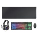 Mars Gaming MCP-RGB3, Ensemble Clavier Gaming Fixe RGB + Souris Gaming RGB Flow 3200 DPI + Casque Over-Ear RGB + Tapis de Souris XXL, Noir, Langue Française