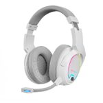 Mars Gaming MHW-100 Blanc, Casque Sans Fil ARGB Flow, Microphone ENC Détachable, Ultra-léger, ENC Actif + Annulation Passive Bruit, Compatibilité Universelle