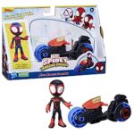 Marvel Spidey and His Amazing Friends, Miles Morales Figurine d'action de Moto, Jouets pour garçons et Filles de 3 Ans et Plus