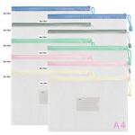 MerryNine Lot de 10 pochettes en maille avec fermeture éclair pour documents A4 en plastique étanche pour fournitures scolaires et de bureau, organisation au point de croix (A4-33 x 22,9 cm)
