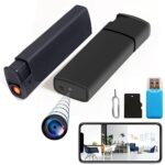 Mini Caméra Espion Cachée WiFi Caméra Surveillance Intérieur/Extérieur Caméras de Surveillance Sans Fil (Pack Premium 2023 sans Lumière lors de l'enregistrement) Comprend MicroSD 32 Go Capteur de