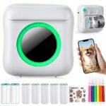 Mini Imprimante Portable pour Smartphone, Imprimante Photo Thermique sans Fil avec 7 Rouleaux Papier, Imprimante de Poche sans Encre Imprimante Intelligente Bluetooth pour Photo Étiquette Impression
