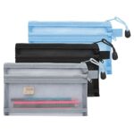 Molain Trousse à crayons, 3 pièces en maille double couche avec fermeture éclair pour fournitures scolaires de bureau (545866_1-SALZZ-B)