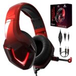 NEEDONE Casque Gamer PS4 PS5 avec Micro Gaming Headset Filaire K19 pour Jeu Audio Video Compatible PC Nintendo Switch Xbox One Fortnite Laptop Tablet Suppression du Bruit Microphone Rouge LED