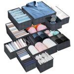 NINGESHOP 13 Pcs Boites de Rangement, Boite Organisateur Tiroir,Boite Rangement Vetement en Non-tissé, Ouvertes de Organisateur Armoire Vetement, Rangement Tiroir Pliable et Respirant(Gris)