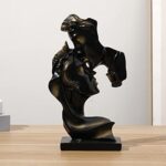 NORHOR Statue de Couple créative en Forme de Baiser - Statue en Or Résine Baisers Amant Sculpture Bureau Art Moderne Figure Décoration de Table pour Le Bureau à Domicile Salon.