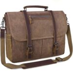 NUBILY Sac à bandoulière pour ordinateur portable en cuir imperméable pour homme - Style vintage - 39,6 cm