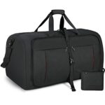 NUBILYSac de Voyage Pliable pour Homme et Femme 65L Imperméable Sac de Sport Léger Sac Weekend Maternité pour Cabine Maternité Noir