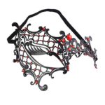 NUOBESTYDemi-masque vénitien pour les yeux - Pour Halloween - Avec strass - En métal - Accessoire de déguisement pour carnaval, bal, fête - Doré