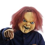 NUWINDNUWIND Chucky Masque d'horreur en Latex pour Enfant Jouer Jeu Figurines Mascarade Cosplay Halloween Party Effrayant Masque avec Cheveux Bruns