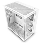 NZXT H9 Flow blanc - CM-H91FW-01 - Boîtier Gaming moyen-tour ATX double chambre - Panneau supérieur perforé pour airflow élevé - Panneaux avant et latéral en verre trempé - Compatible radiateur 360 mm