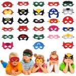Naapesi28Pcs Masque Super Heros Enfant,Masques de Feutre Cosplay Fête,Masques Cartoon Anniversaire,Masques de Feutre pour Enfants,Pour Mascarade, Halloween, d'anniversaire, Fête