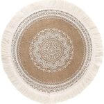 Napperon rond tissé à franges de jute, napperon pour salle à manger, cuisine, décoration de table (1 pièce)
