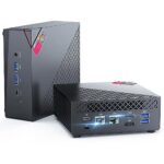 NiPoGi Mini PC Double LAN, AMD Ryzen 5 5500U(6C/12T, 4,0 GHz) Mini Ordinateur de Bureau, Dual Channel 16Go DDR4 512Go SSD, Radeon Vega 7 Graphics, Triple Affichage HDMI/DP/Type-c 4K, WiFi 5, BT 4.2