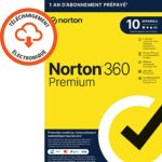Norton™ 360 Premium 2023 |10 Appareils | 1 An d'Abonnement | Secure VPN - Password Manager - Dark web monitoring| PC/Mac/iOS/Android - Téléchargement