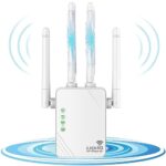 Nouveau répéteur WiFi,1200Mbps 2.4G / 5G Double Bande repeteur WiFi, amplificateur Signal WiFi, 4 antennes, 2 Ports LAN, amplificateur WiFi, idéal pour Le Bureau et la Maison WiFi Extender