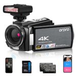 ORDRO AE8 Caméra vidéo 4K 1080p 60FPS infrarouge Caméra numérique fantôme chasse caméra avec veilleuse infrarouge, carte SD 32 Go, télécommande