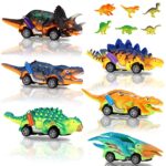 Oderra Voiture Dinosaure Jouet, 12 Packs pour Cadeau Enfants Fille Garçon 3,4,5,6 Ans Mini Dinosaures Jouets de D’Anniversaire