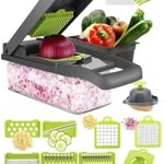 Omesiry 𝟭5 e𝗻 𝟭 Coupe Legumes Manuel Multifonctions, Mandoline de Cuisine avec 7 Lames en Remplaçables, Professionnelle pour Trancher, Couper et Râper
