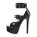 Only makerPeep Toe Escarpins avec boucles de cheville Stilettos Rose/noir
