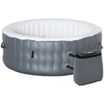 Outsunny Spa Gonflable Rond - 930 litres 108 Jets de Massage - 4 Personnes avec bâche, 2 Cartouches filtrantes - Liner PVC Blanc Bleu