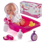 PREXTEX 8 Piece Doll Ensemble de Bain avec poupée, Baignoire, Robe de cérémonie et Accessoires de Bain - Baby Doll Dalia Bain Ensemble Cadeau pour Les garçons et Les Filles