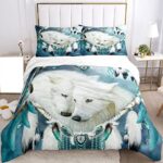 Parure de lit Housse de Couette Housse de Couette Motif Loup 3D, Imprimé Attrape-rêves 3 pièces, Literie en Microfibre Housse de Couette Super Douce et Respirante Loup.(deux loups blancs,220x240cm)