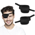 Patchs Oculaires Réglable Patchs d'Oeil Strabisme Cache-Œil 3D Noir pour Adultes Enfants 2 Pièces Gauche+Droite