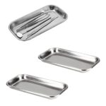 Plateau De Laboratoire, 3 Pièces Plateau D'instruments, Plateaux De 201 Acier Inoxydable, Outil De Plateau Laboratoire, Plateau À Instruments en Acier Inoxydable, Plateaux Dentaire De Laboratoire