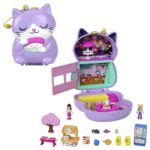 Polly Pocket Coffret Restaurant Chat, décor de restaurant de sushis avec 2 mini-figurines Polly et son amie et 12 accessoires, Jouet Enfant, Dès 4 ans, HCG21